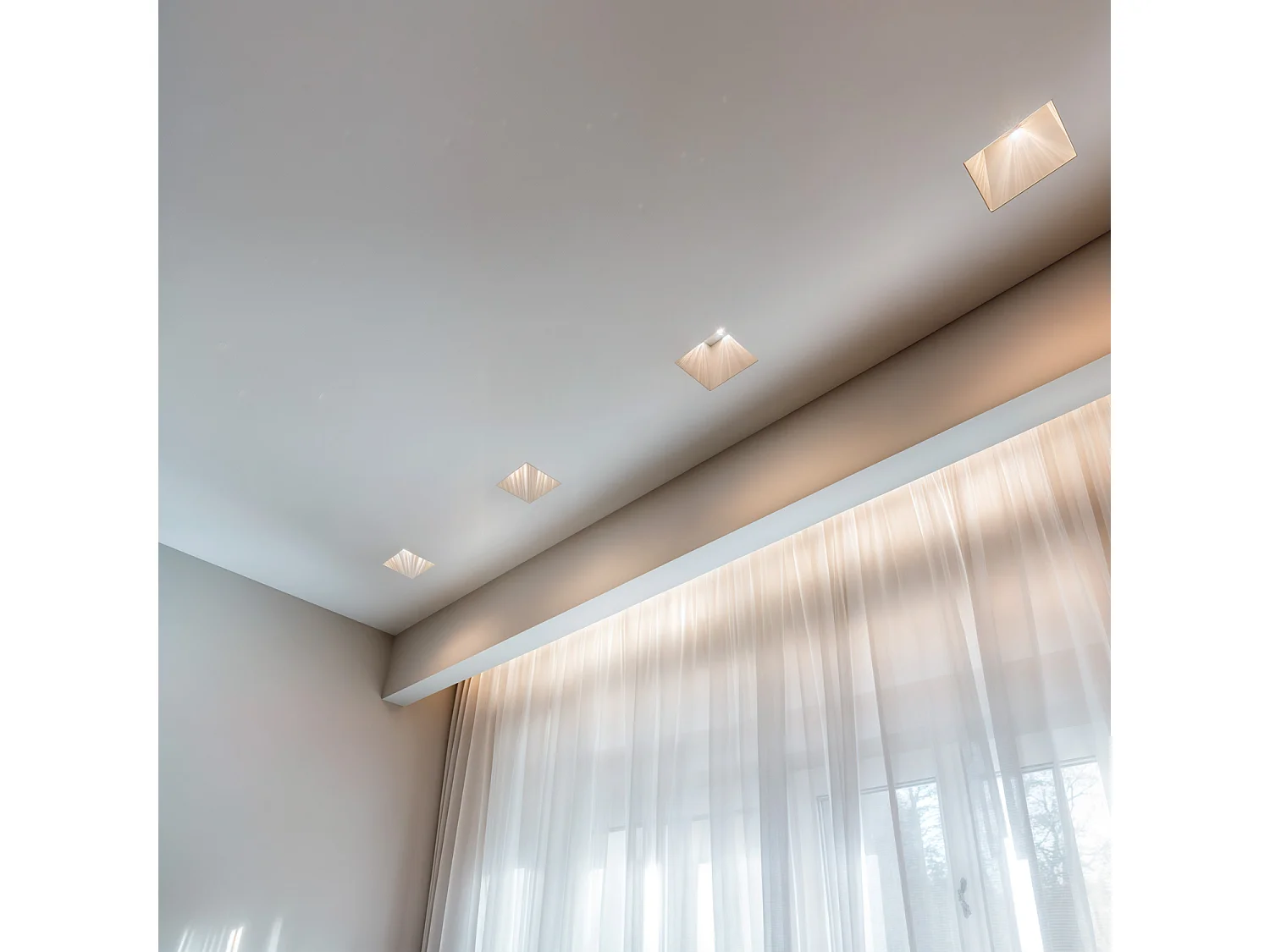 Aro Downlight Integración Escayola/Pladur Cuadrado para Bombilla LED GU10 / GU5.3 Corte 153x153 mm UGR17 Blanco