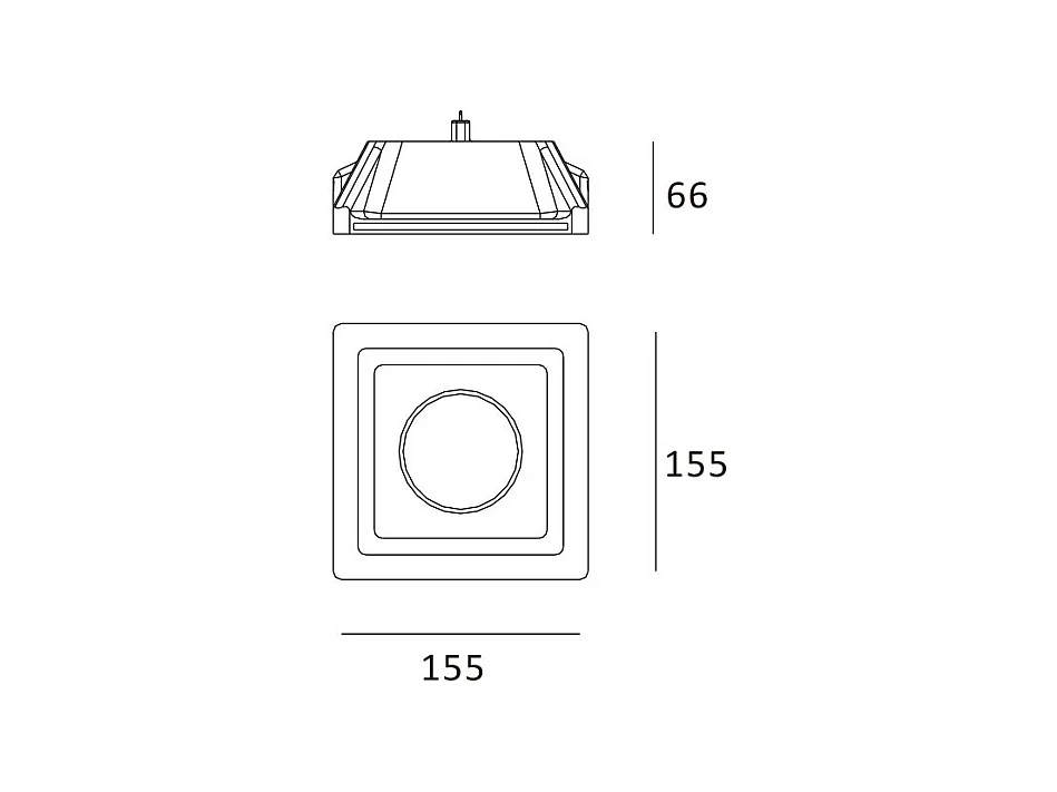 Aro Downlight Integración Escayola/Pladur Cuadrado para Bombilla LED GU10 / GU5.3 Corte 158x158 mm UGR17 Blanco
