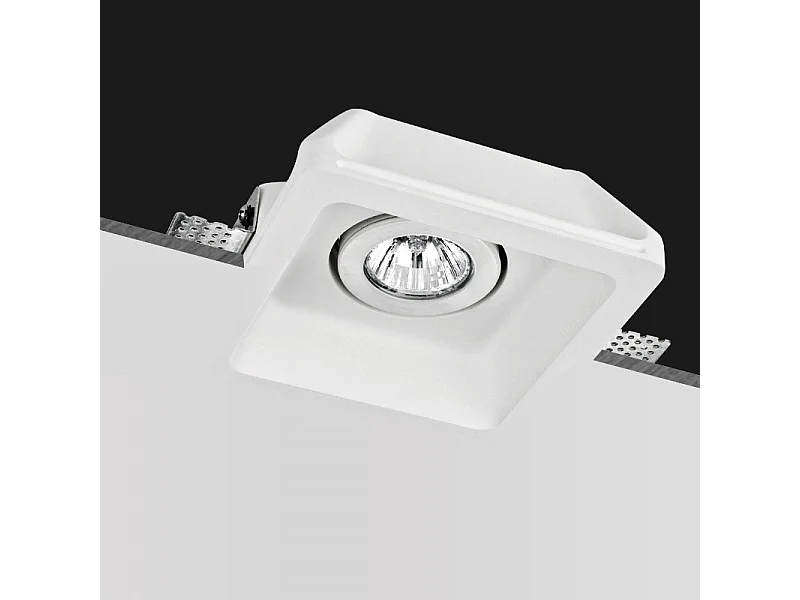 Portafaretto Downlight Integrazione Cartongesso Quadrato per Lampadina LED GU10 / GU5.3 Foro 158x158 mm UGR17 Bianco