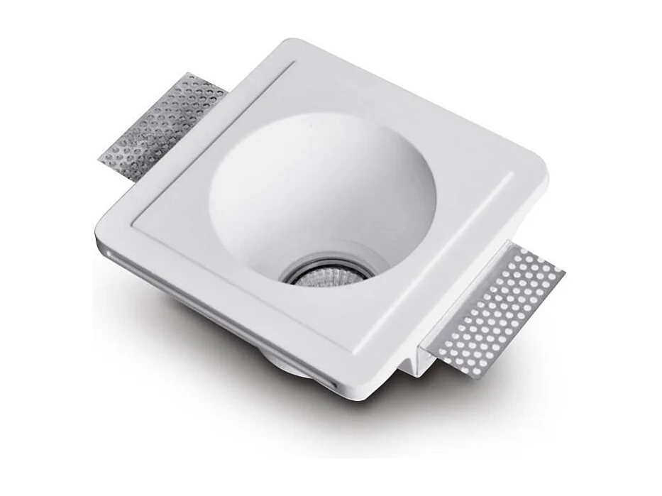 Collerette Downlight Intégration Plâtre/Pladur pour Ampoule LED GU10/GU5.3 Coupe 153x153 mm UGR17 Blanc