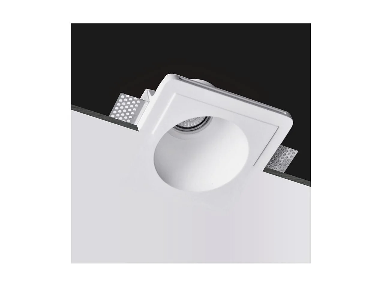 Collerette Downlight Intégration Plâtre/Pladur pour Ampoule LED GU10/GU5.3 Coupe 153x153 mm UGR17 Blanc