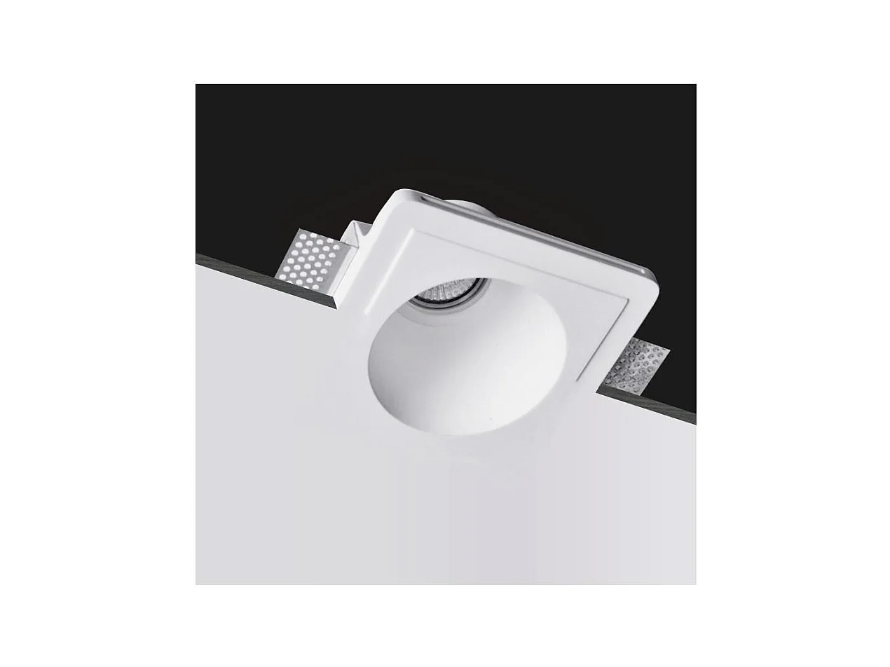 Portafaretto Downlight Integrazione Cartongesso per Lampadina LED GU10 / GU5.3 Foro 153x153 mm UGR17 Bianco