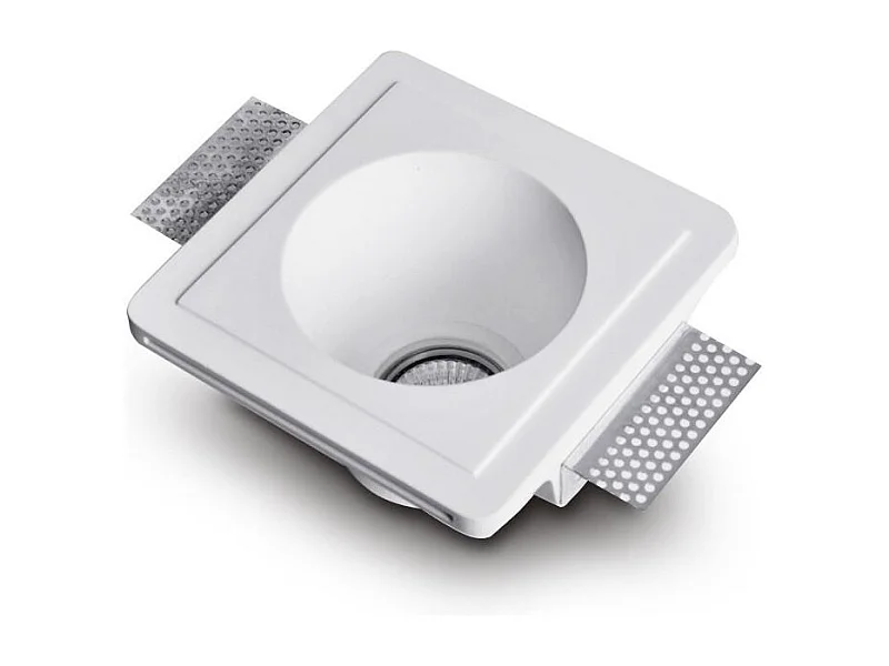 Collerette Downlight Intégration Plâtre/Pladur pour Ampoule LED GU10/GU5.3 Coupe 153x153 mm UGR17 Blanc