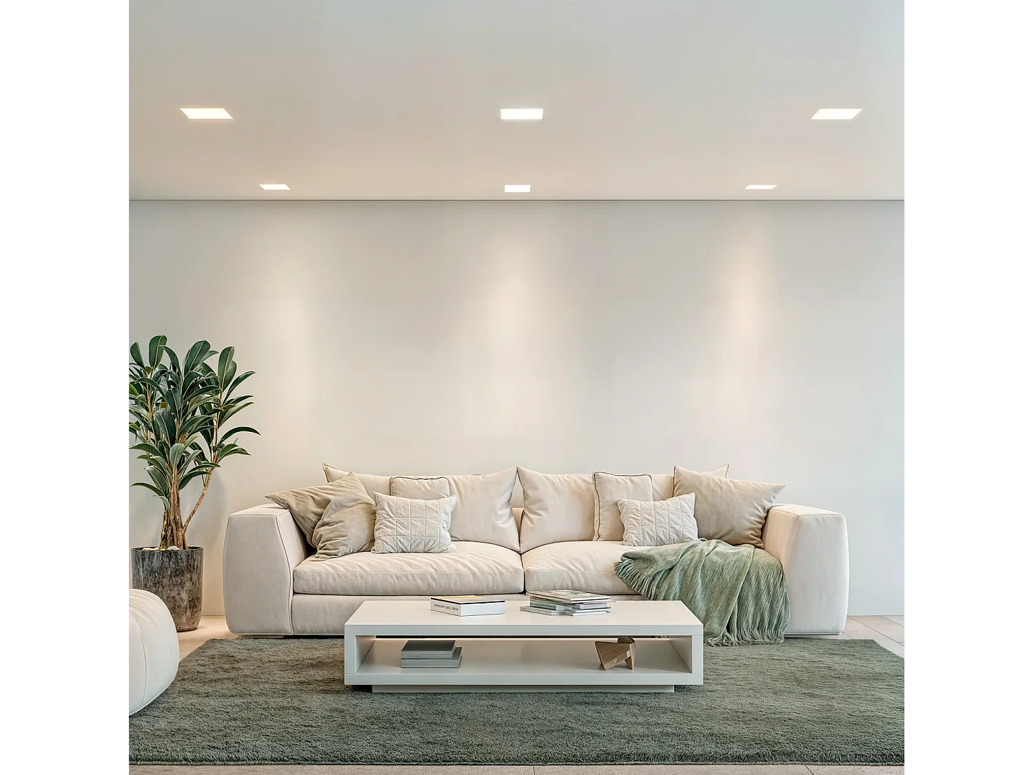 Collerette Downlight LED Intégration Plâtre/Pladur Carrée 9W Coupe 183x183 mm UGR17 2700K Blanc chaud