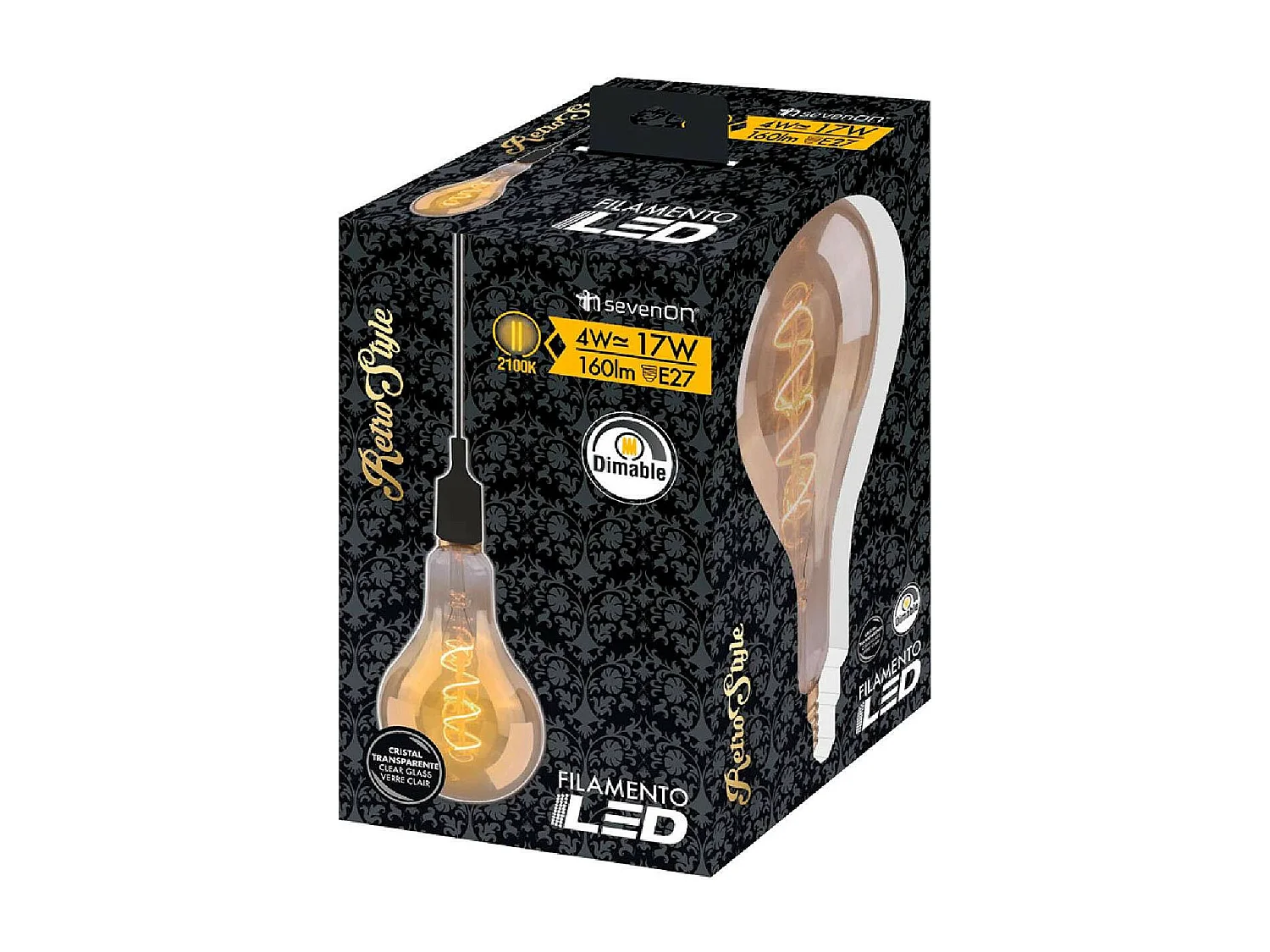 Lampadina LED Goccia E27 4W Equi.17W 160lm Dimmerabile 2100K Oro 15000H 7hSevenOn Vintage