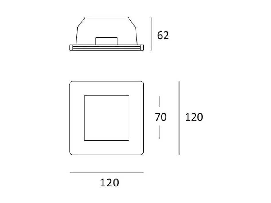 Collerette Downlight Intégration Plâtre/Pladur Carrée pour Ampoule LED GU10/GU5.3 Coupe 123x123 mm  Blanc