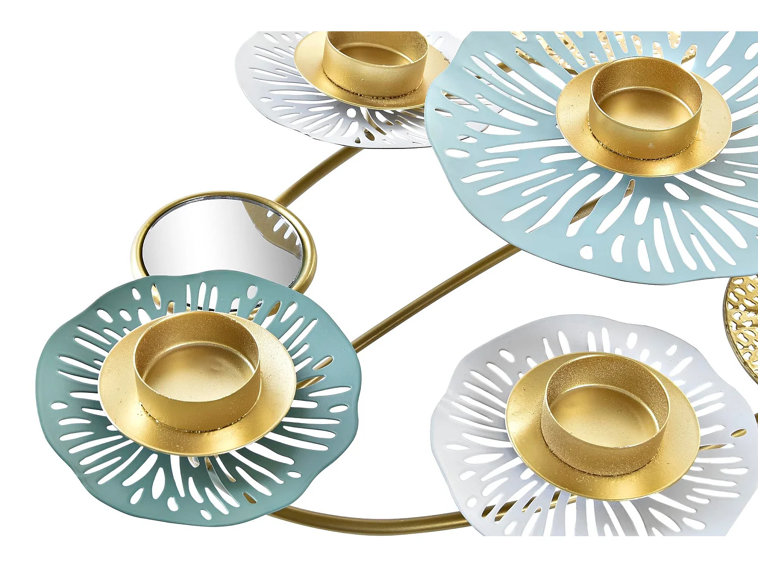 CANDELABRO METAL ESPEJO 54X33X8 NENUFAR DORADO