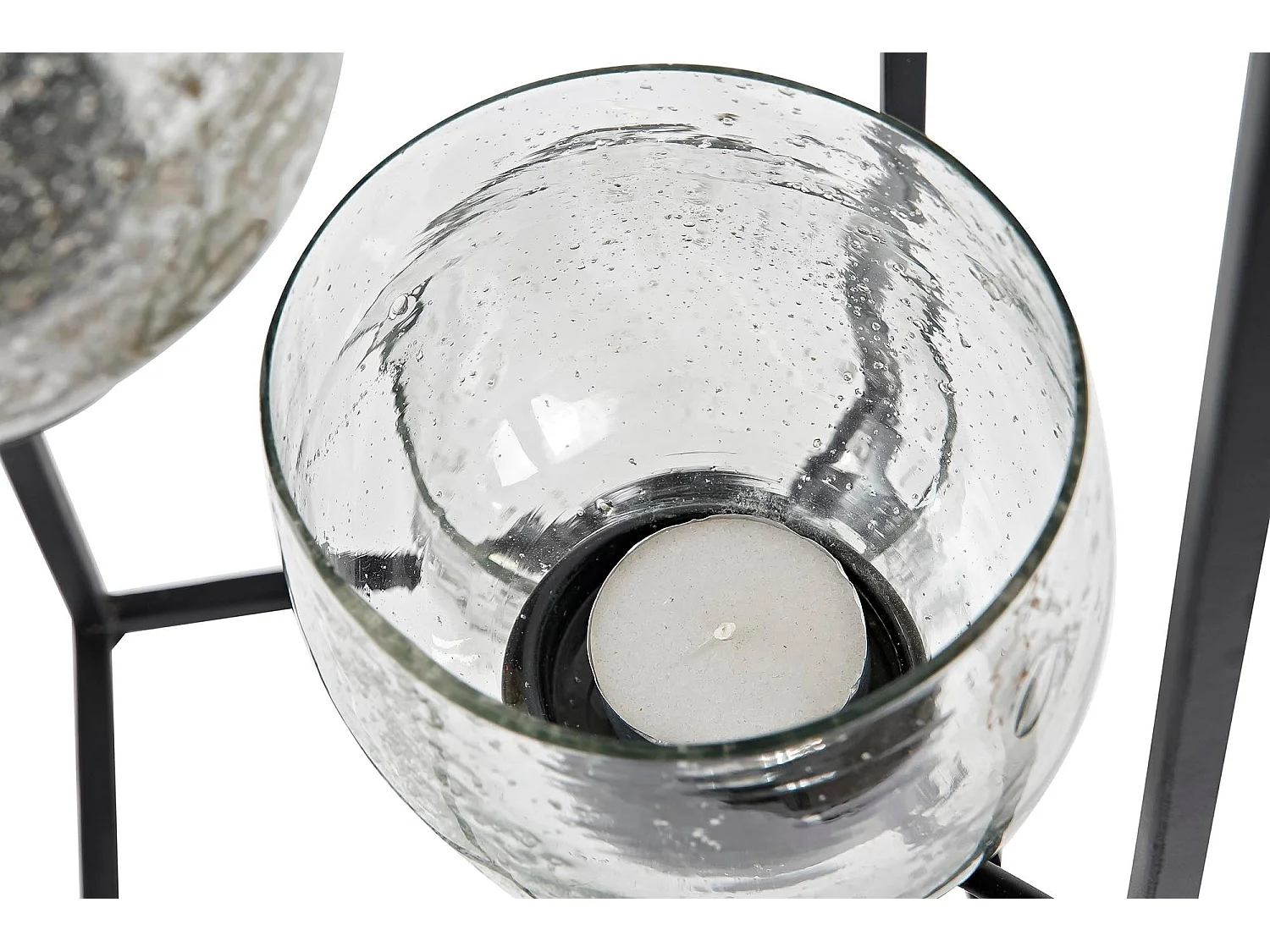 PORTAVELA HIERRO CRISTAL 18X18X76 5 PORTAVELAS