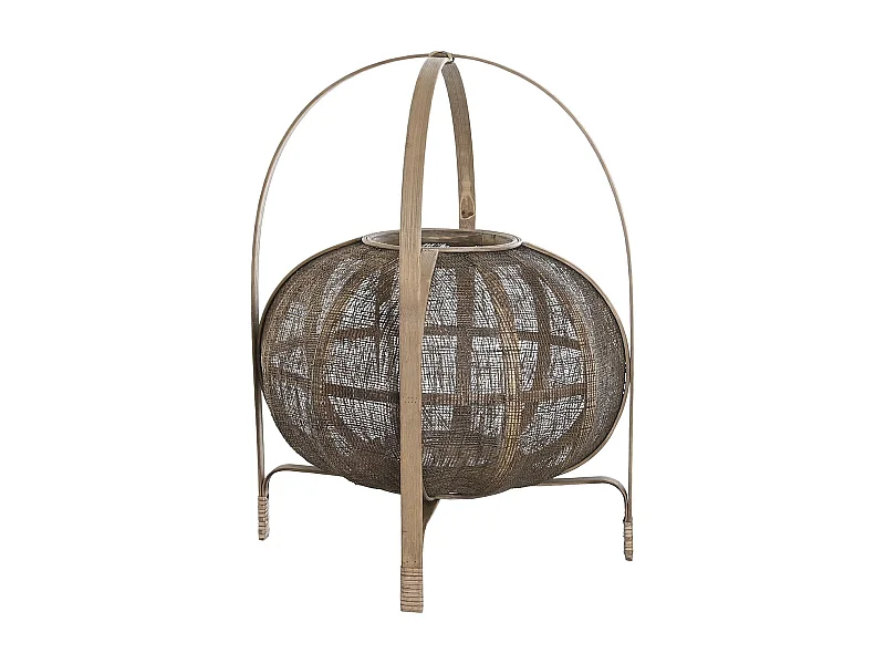 Porte bougie en bambou naturel marron 35x35x47 cm - Décoration rustique et élégante