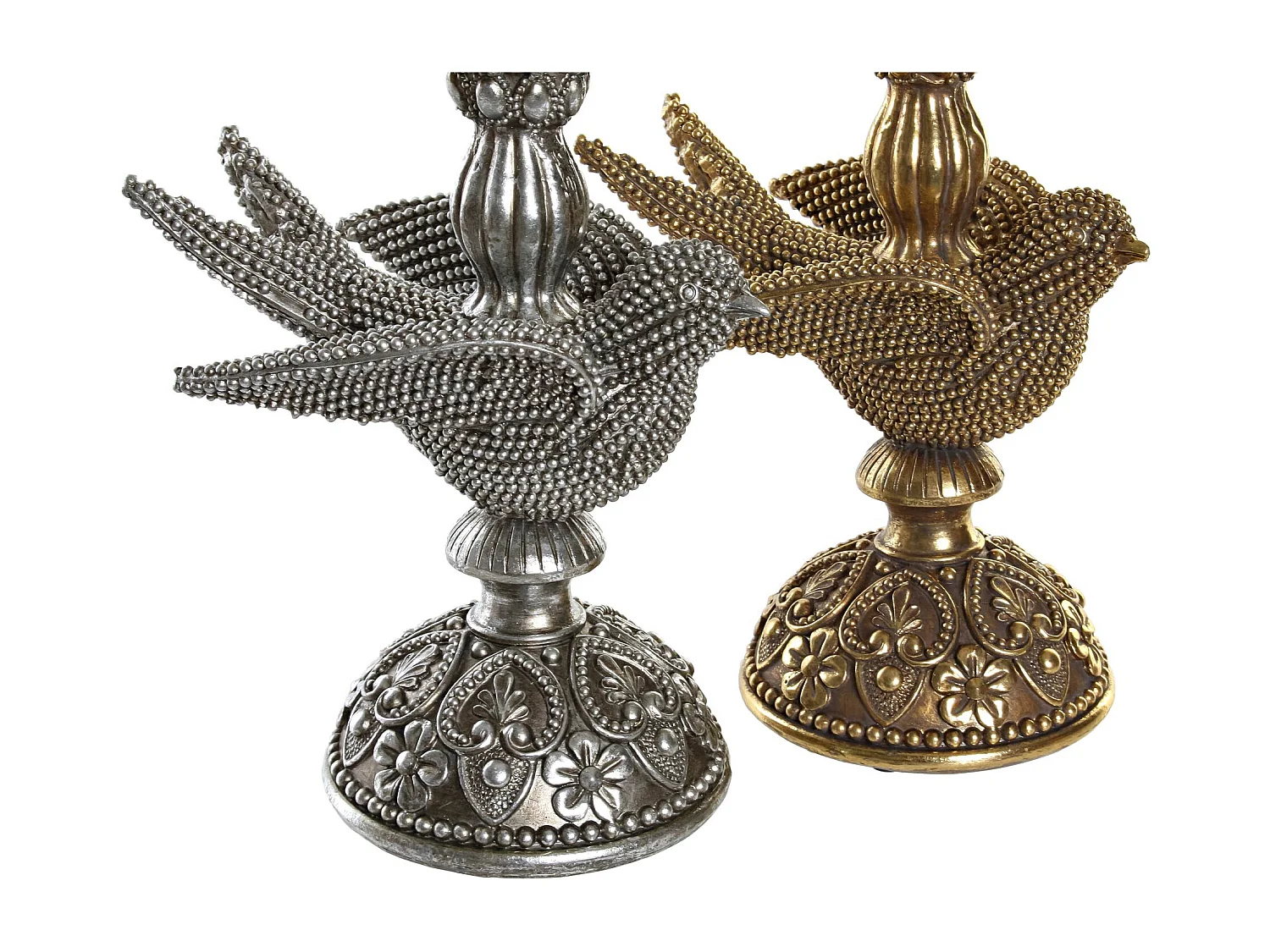 Bougeoir en résine 17x11x25 Oiseau 2 Assort.