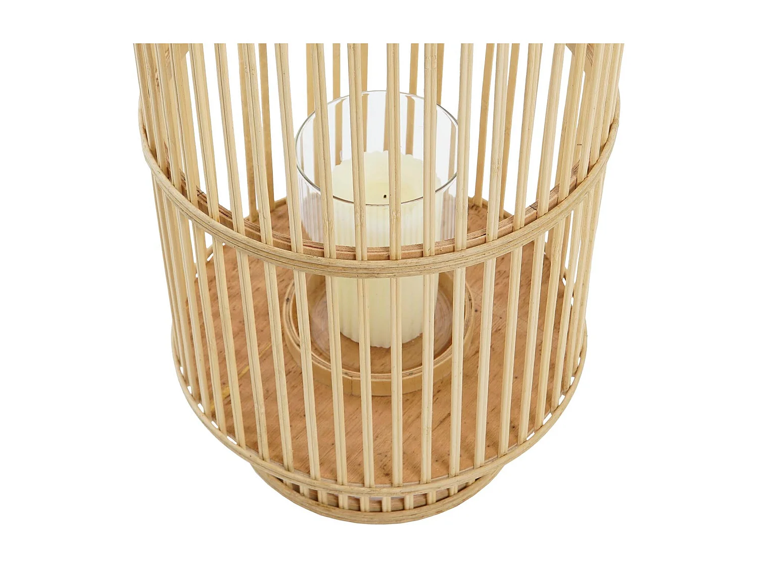 PORTAVELA BAMBU CRISTAL 26X26X69 NATURAL MARRON