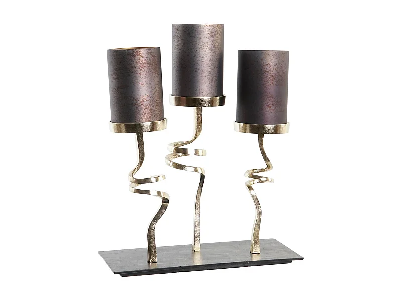 PORTAVELA CRISTAL ALUMINIO 37X16X47 3 VELAS GRIS