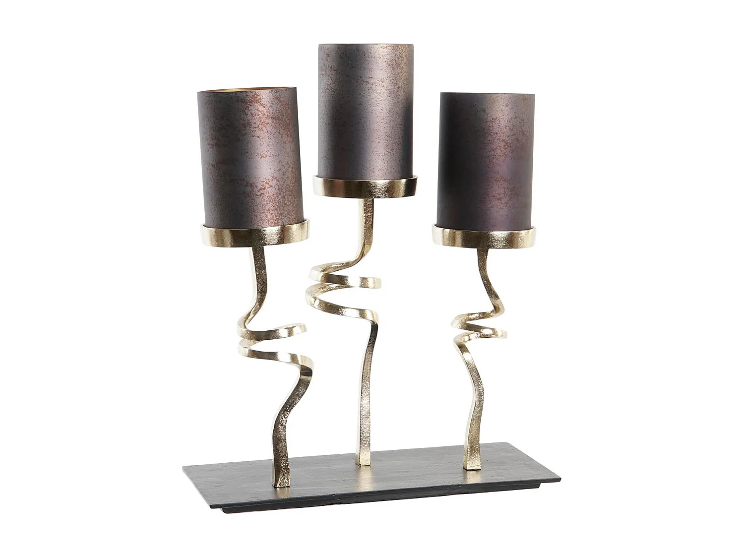 PORTAVELA CRISTAL ALUMINIO 37X16X47 3 VELAS GRIS