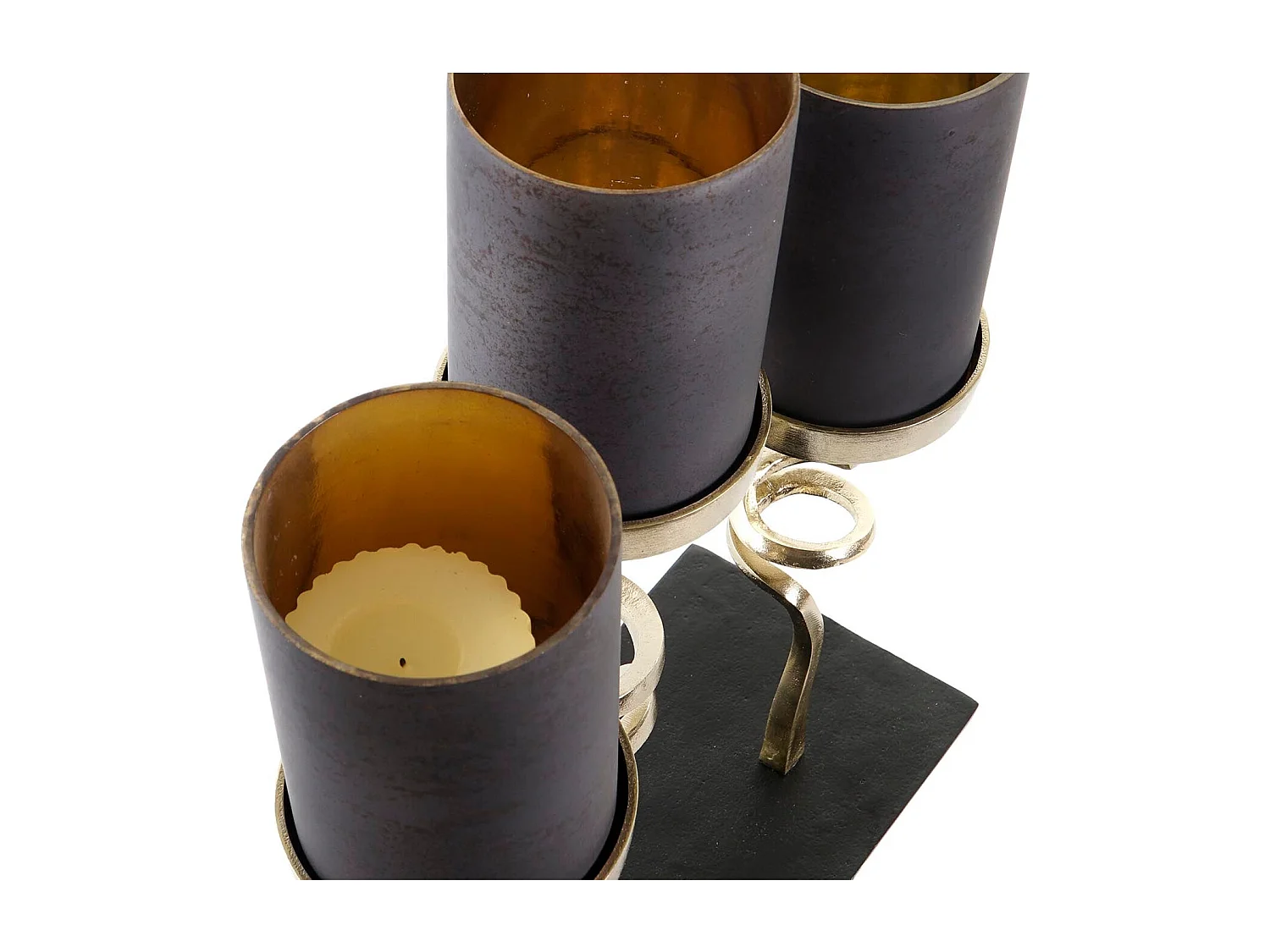 PORTAVELA CRISTAL ALUMINIO 37X16X47 3 VELAS GRIS