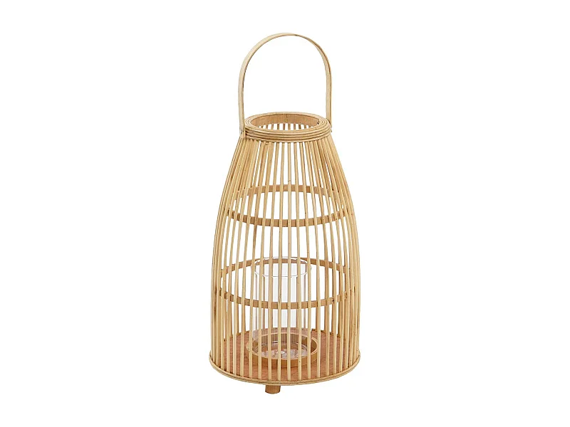 Świecznik Bambus Szkło 25x25x56 Naturalny Brązowy