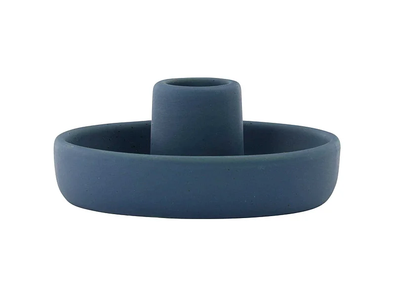 Bougeoir en Céramique "Otis" 11cm Bleu Foncé