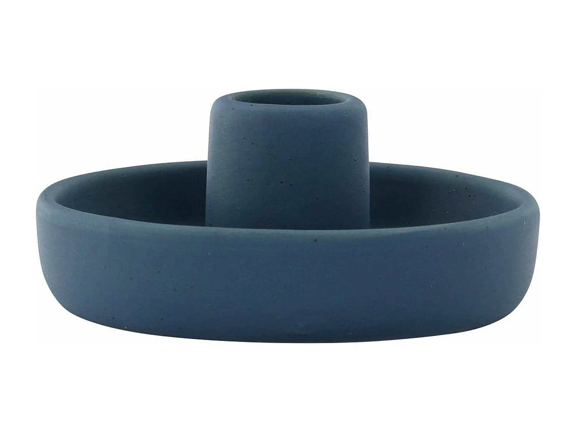 Bougeoir en Céramique "Otis" 11cm Bleu Foncé