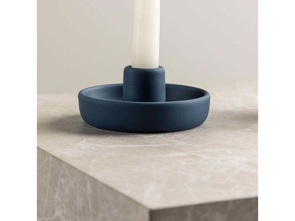 Bougeoir en Céramique "Otis" 11cm Bleu Foncé