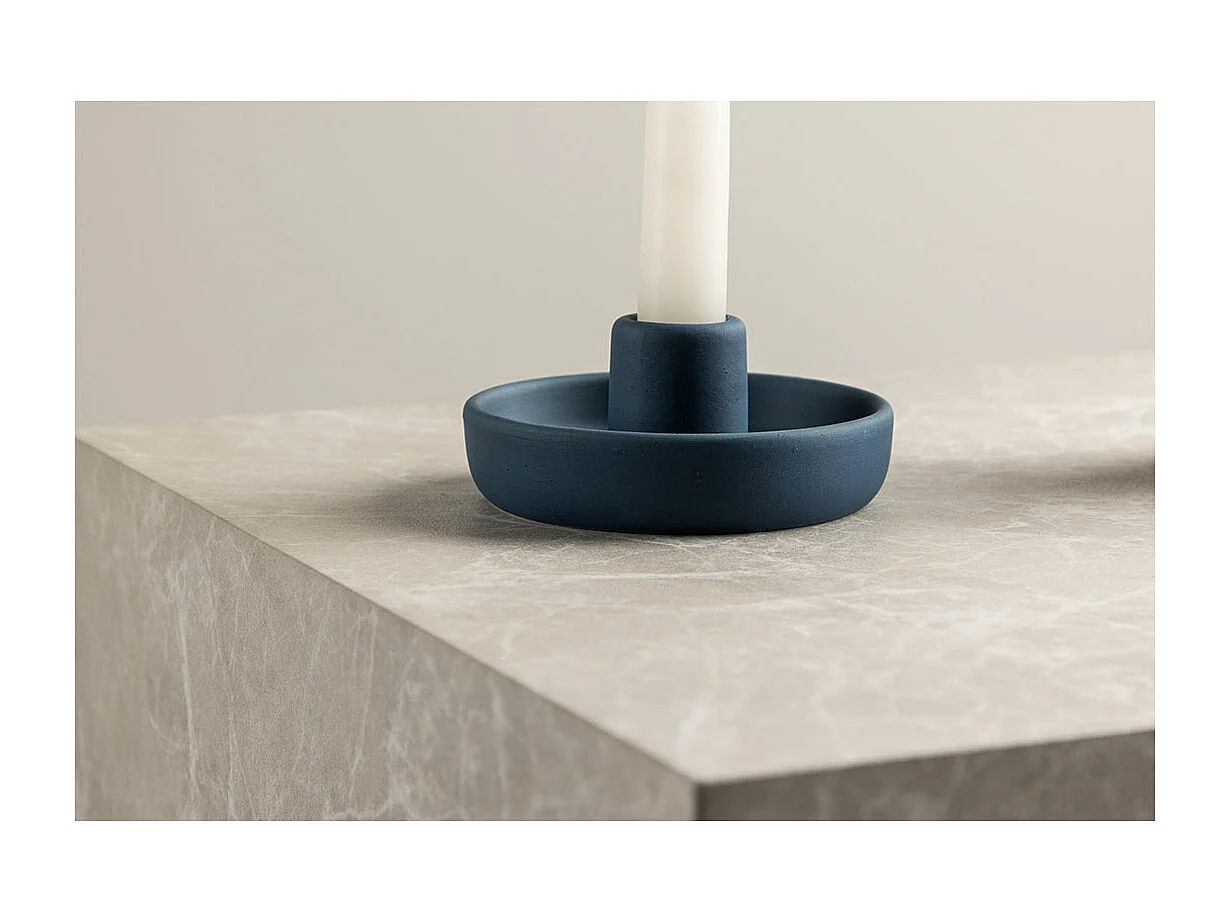 Bougeoir en Céramique "Otis" 11cm Bleu Foncé