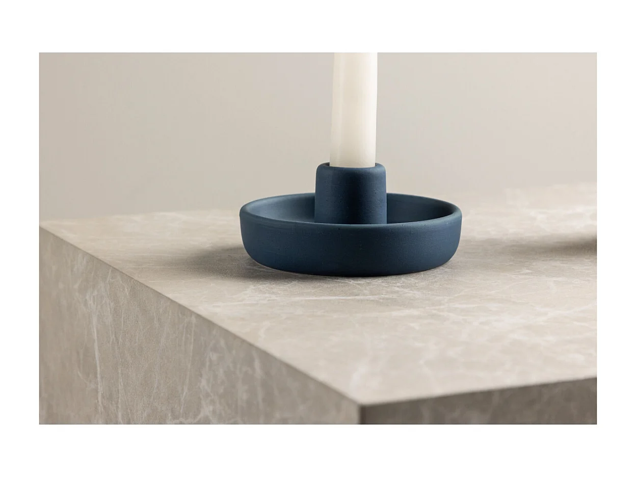 Bougeoir en Céramique "Otis" 11cm Bleu Foncé