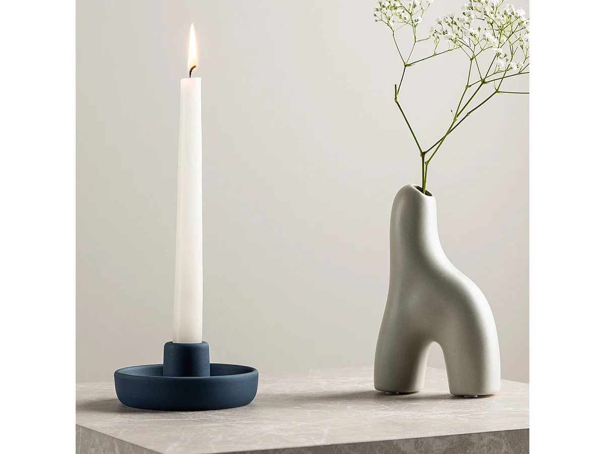 Bougeoir en Céramique "Otis" 11cm Bleu Foncé