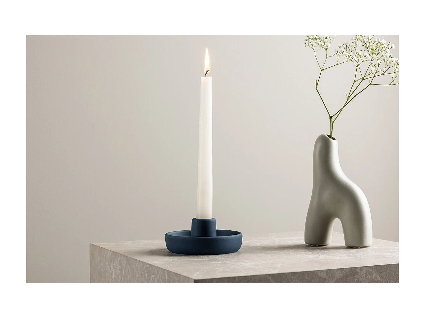 Bougeoir en Céramique "Otis" 11cm Bleu Foncé