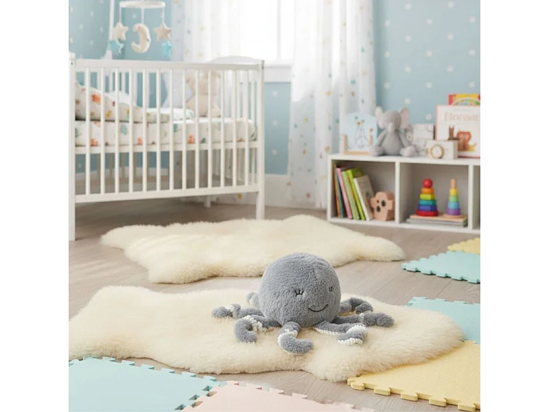 Peluche pieuvre polyester gris 16x22x14 cm