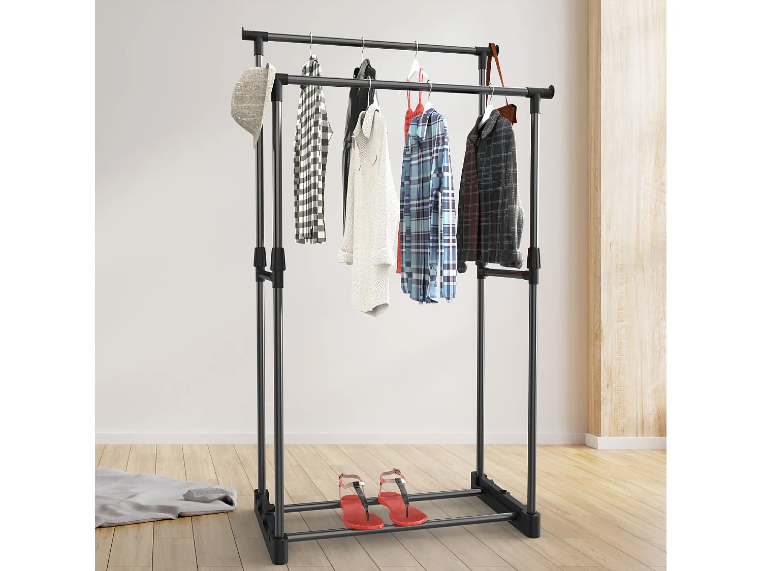 Porte-manteau double Donkey noir 77x39x157cm 7house