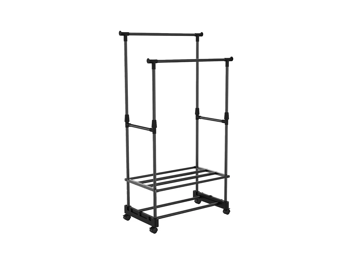 Donkey Portemanteau Double avec Porte-Chaussures Clado Gris 74x42x157cm 7house