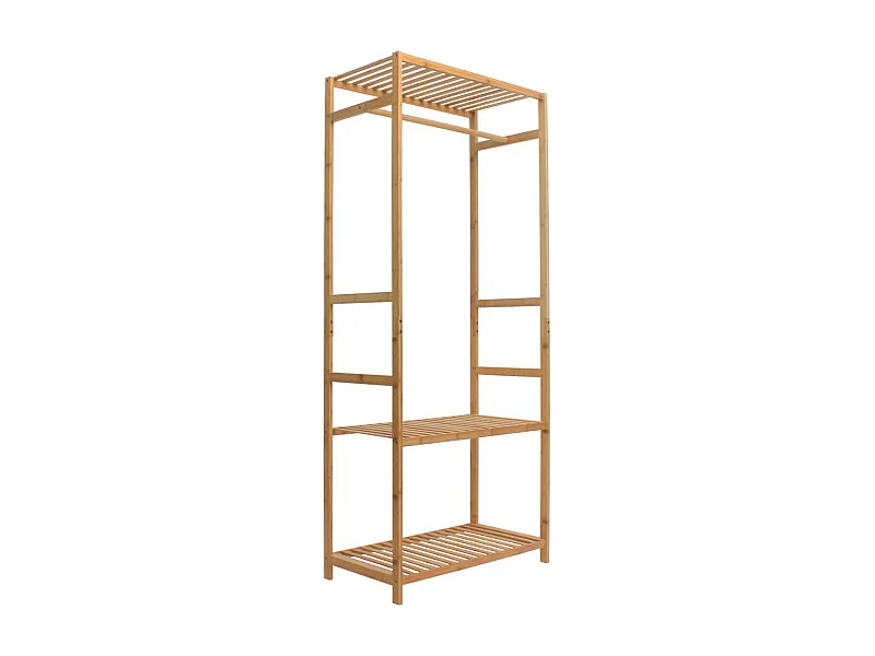 Portemanteau étagère à chaussures en bambou avec étagère 160x68x35cm 7house