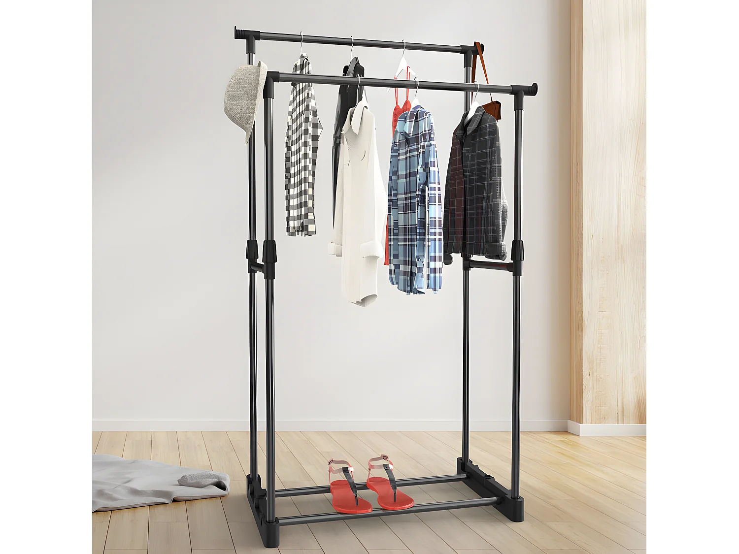 Porte-manteau double Donkey noir 77x39x157cm Thinia Home