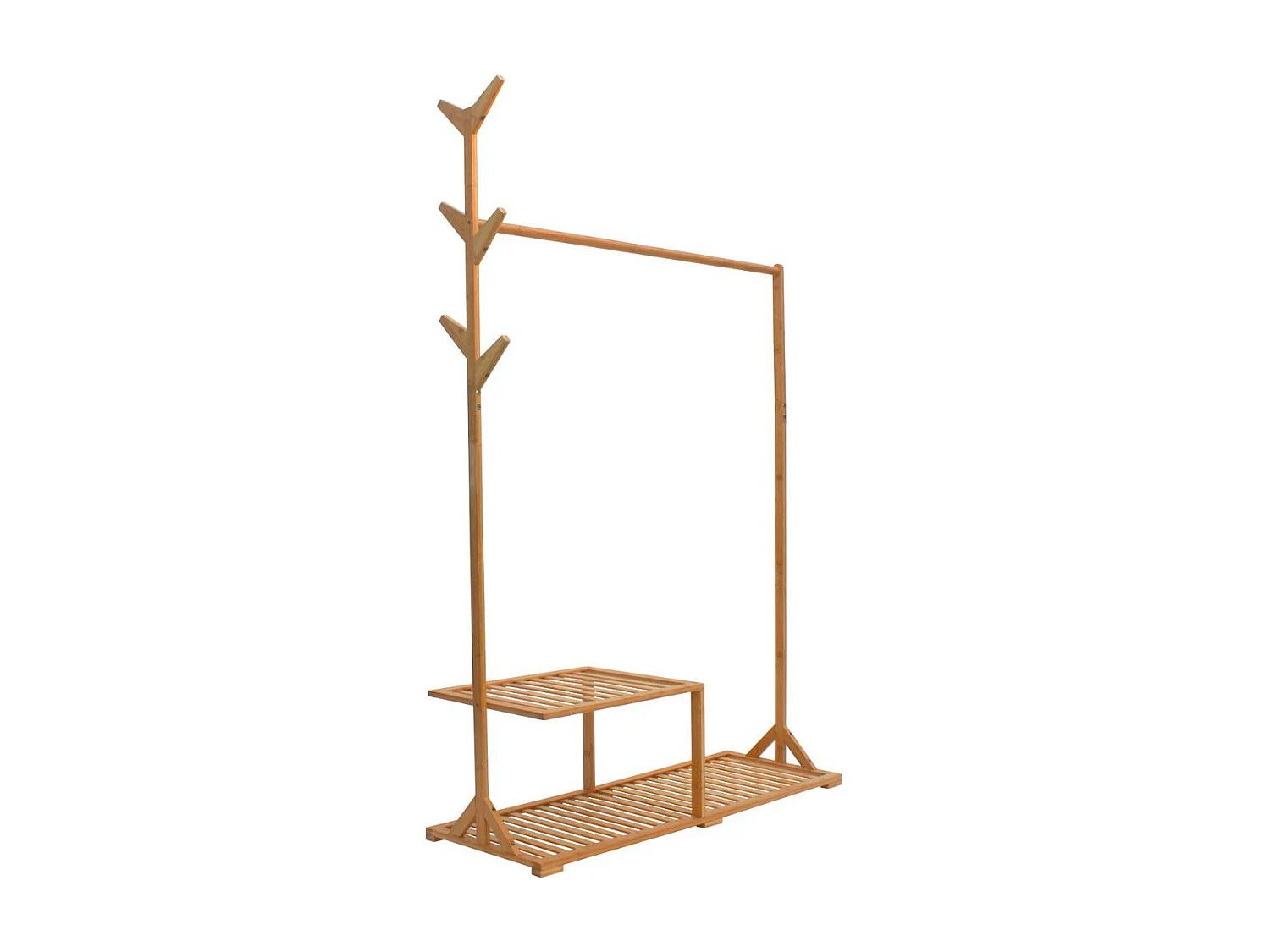 Porte-manteau, étagère à chaussures en bambou avec étagère 169x107x40cm O91