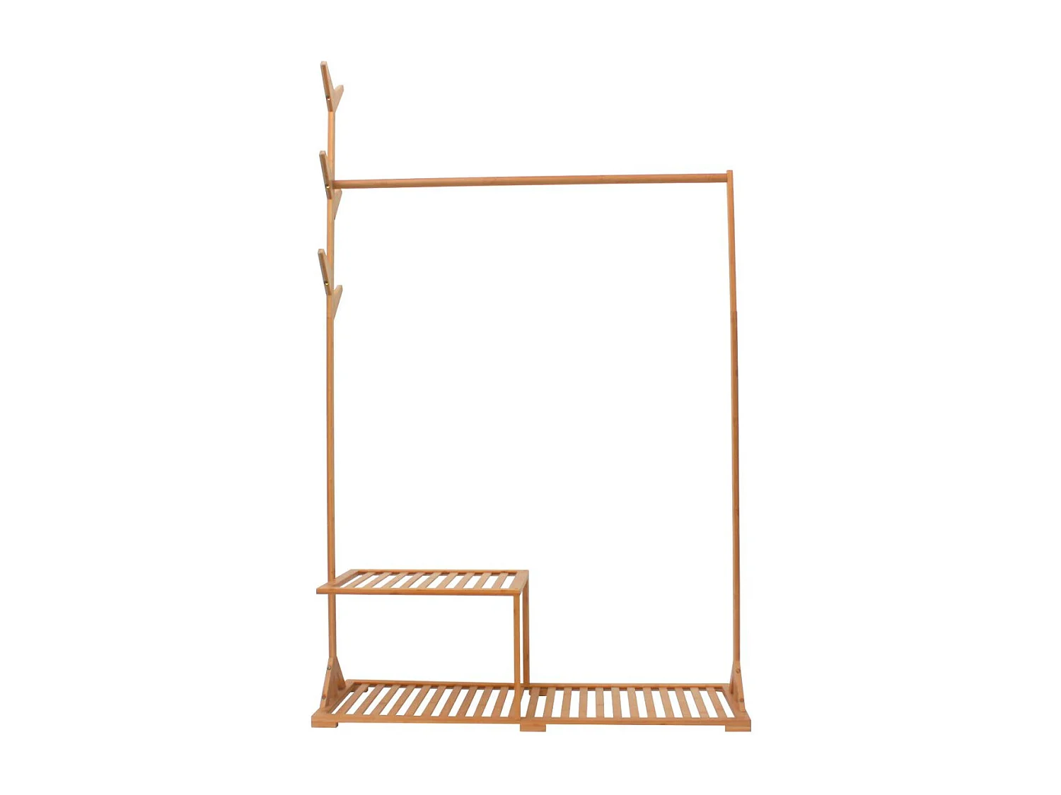 Porte-manteau, étagère à chaussures en bambou avec étagère 169x107x40cm O91