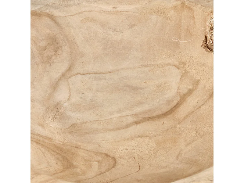 Petit bol 27 cm en bois de teck avec anses en corde de jute - ALAMO 01