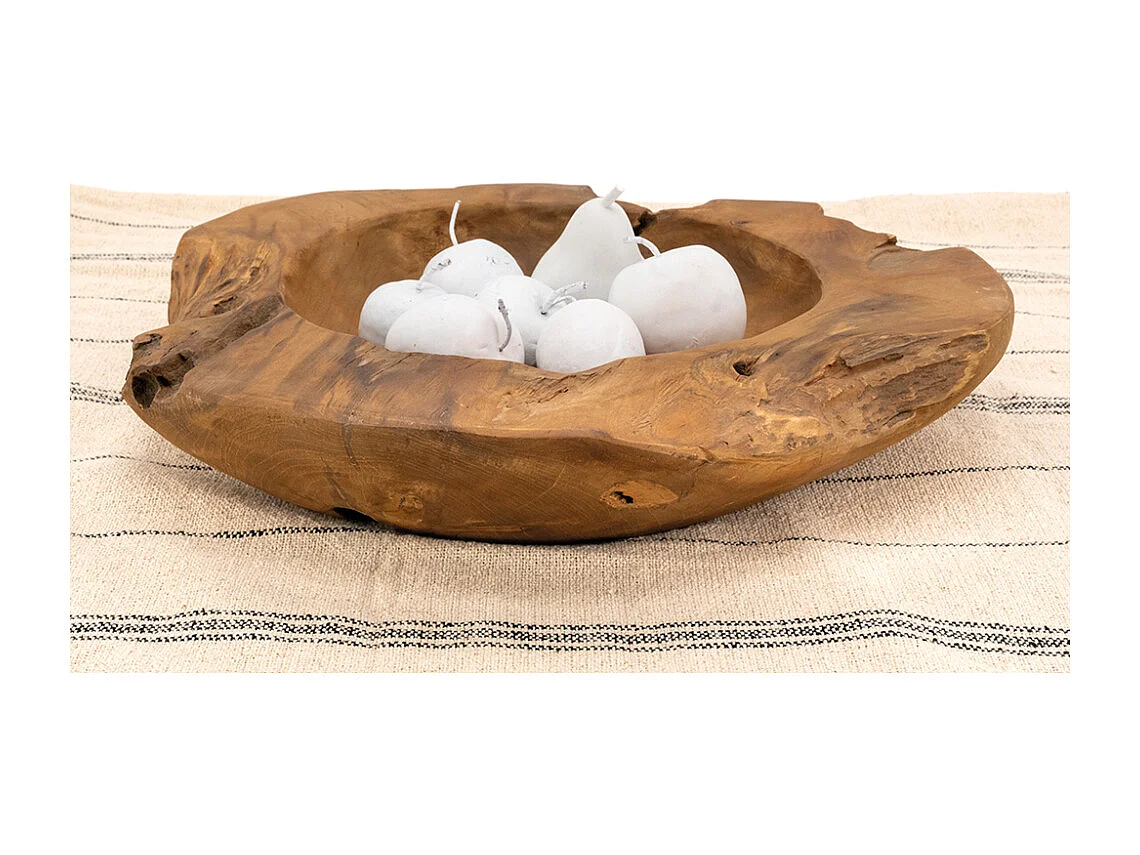 Corbeille en teck naturel 50 cm