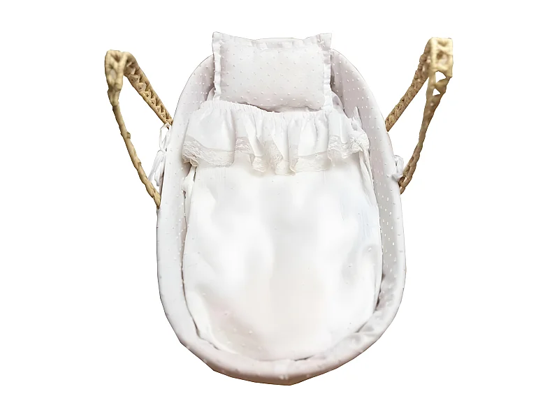 Nacelle pour Reborns palmier blanc 17x56x21cm