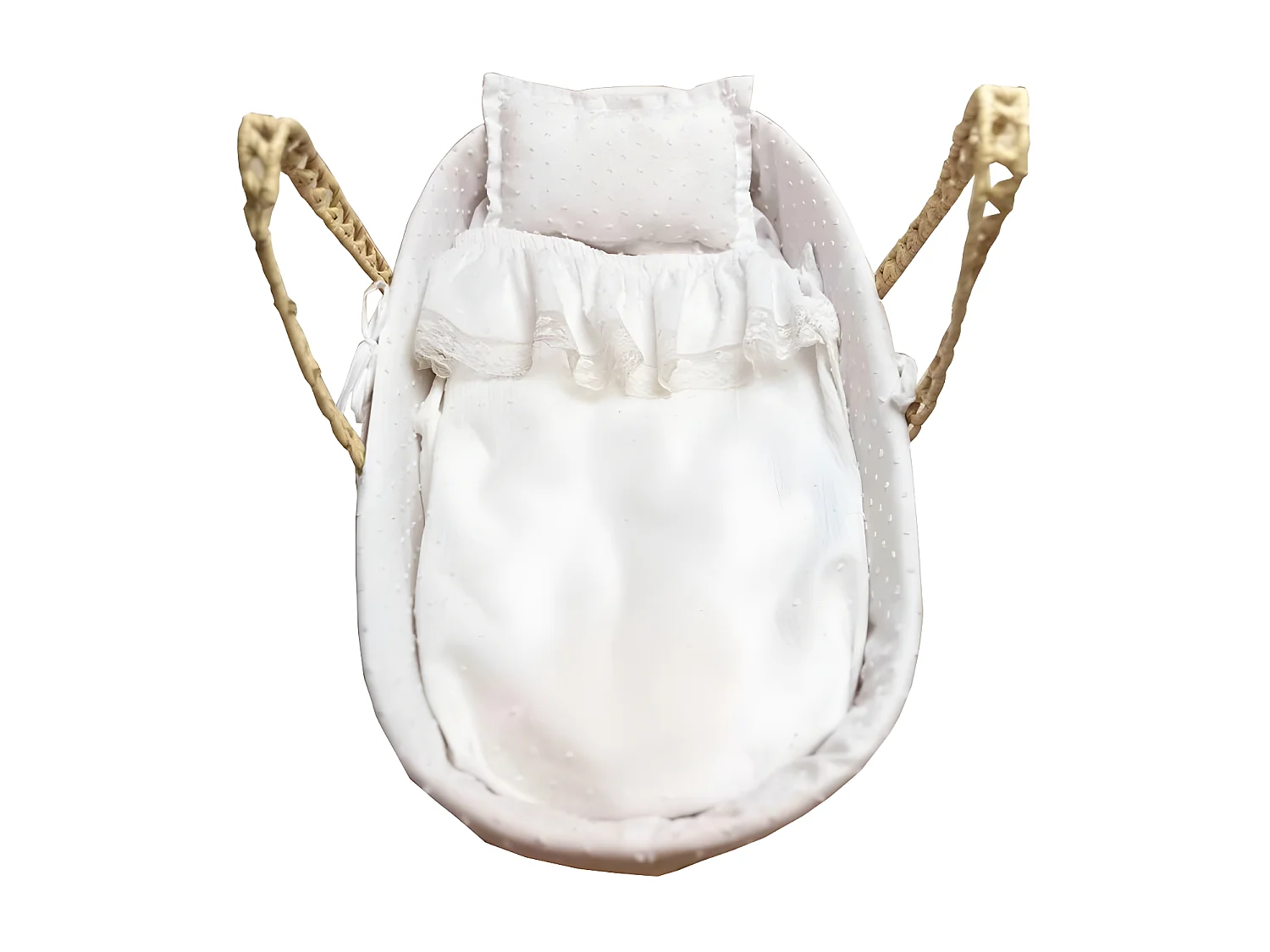 Nacelle pour Reborns palmier blanc 17x56x21cm