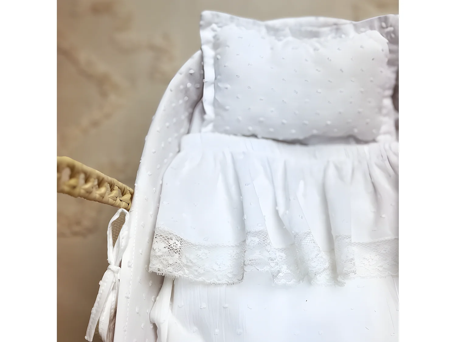 Nacelle pour Reborns palmier blanc 17x56x21cm