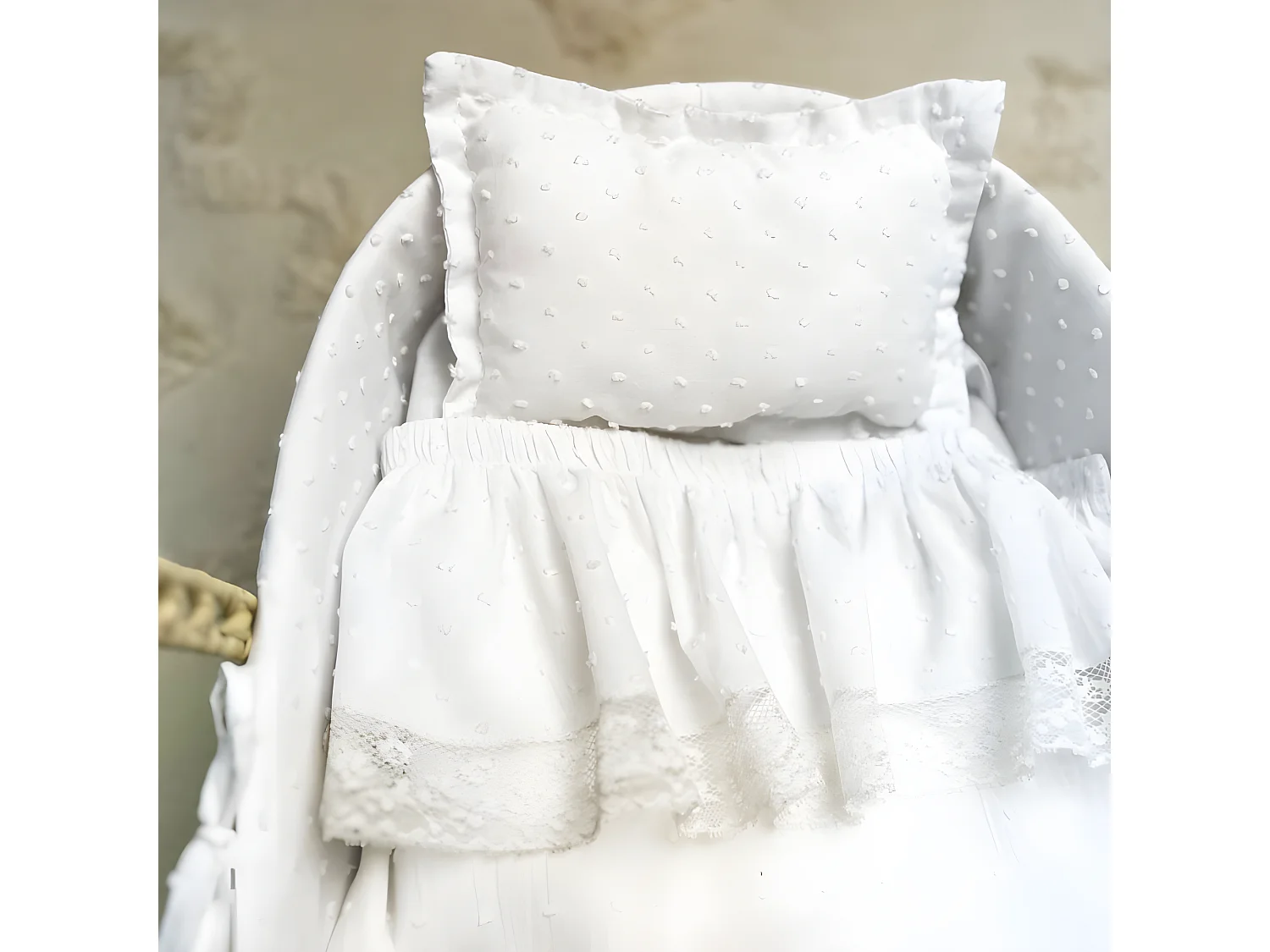 Nacelle pour Reborns palmier blanc 17x56x21cm