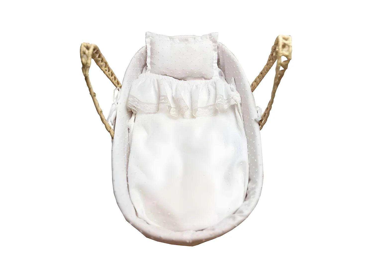 Nacelle pour Reborns palmier blanc 17x56x21cm