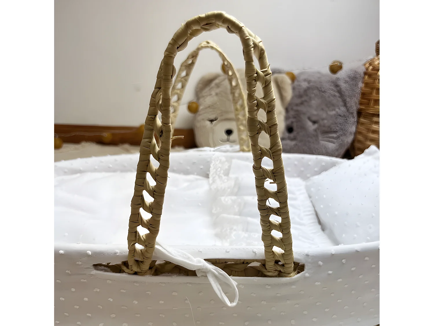 Cesta porta bebé in palma bianca 17x56x21cm