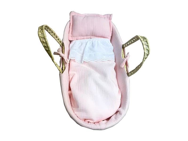 Capazo para Reborns palma rosa 17x56x21cm