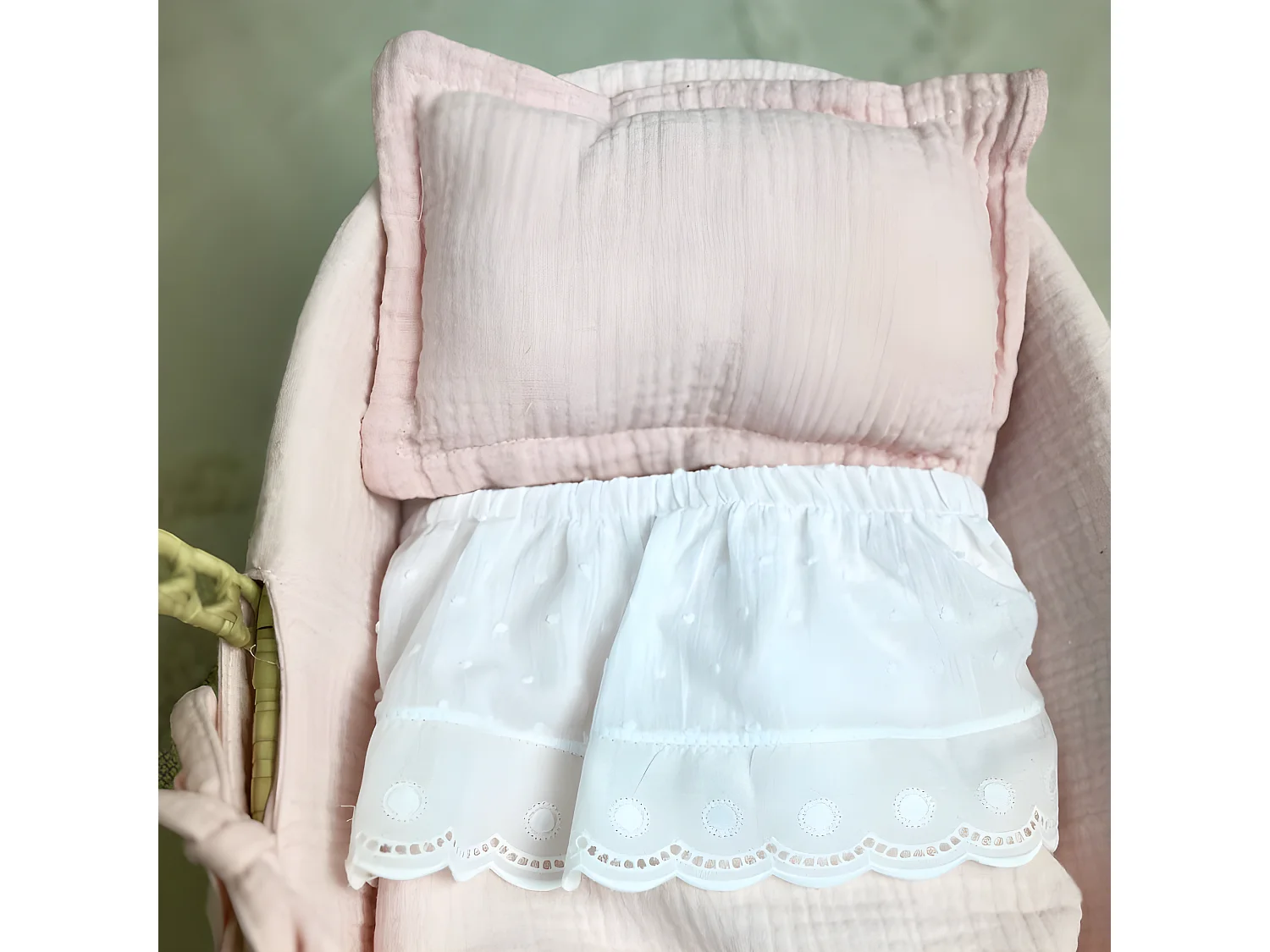 Cesta porta bebé in palma rosa 17x56x21cm