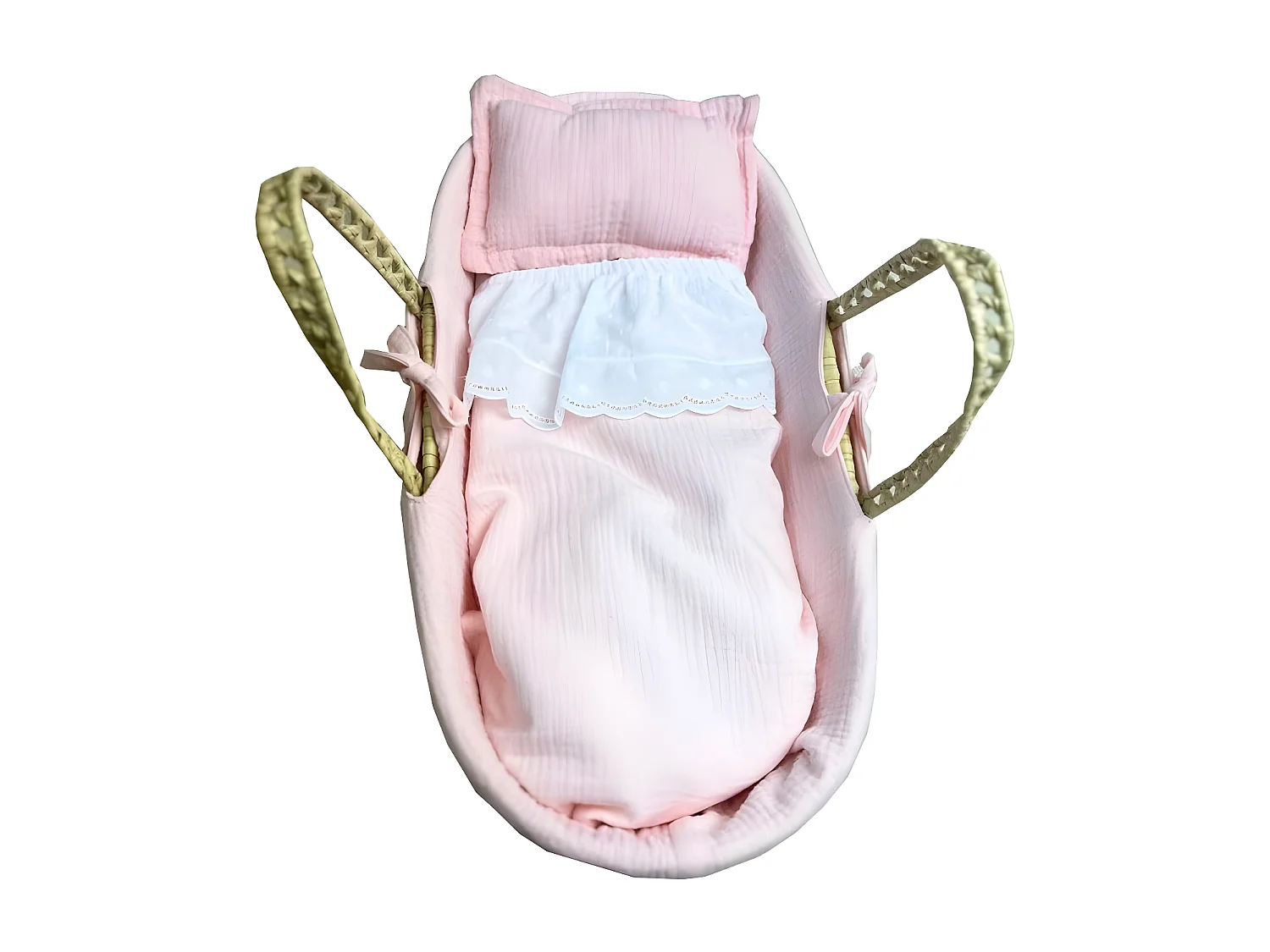 Cesta porta bebé in palma rosa 17x56x21cm