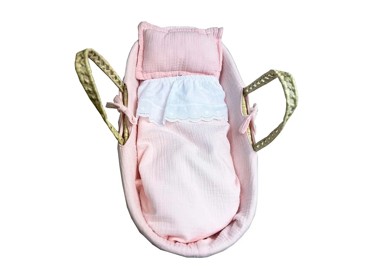 Cesta porta bebé in palma rosa 17x56x21cm
