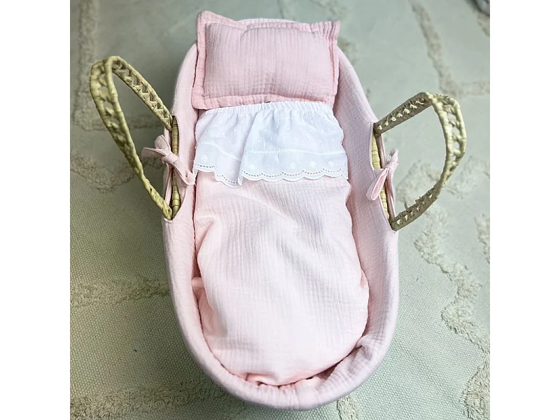 Cesta porta bebé in palma rosa 17x56x21cm