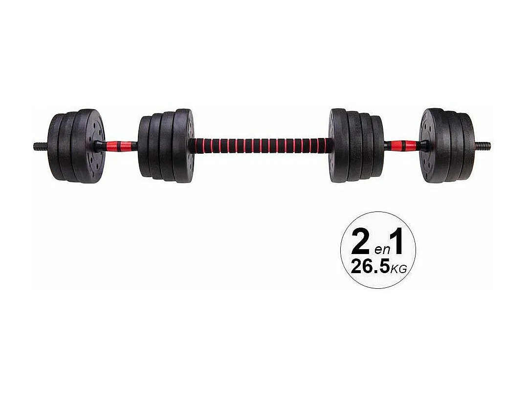 Haltères modulables 2 en 1 avec barre d'extension 26.5 kgs