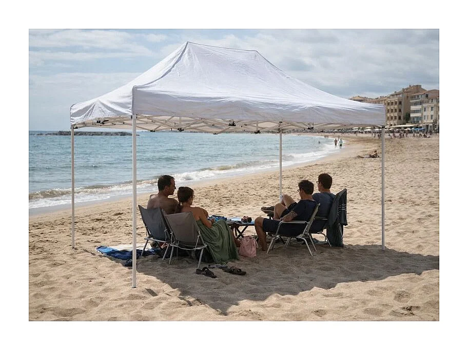 Carpa Plegable 3x2 Eco - Blanco - Impermeable - Cenador ideal para Jardín, Playa, Terrazas - Disponible en varios colores