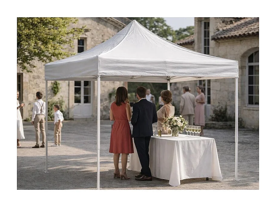 Carpa Plegable 2x2 Eco - Blanco - Impermeable - Cenador ideal para Jardín, Playa, Terrazas - Disponible en varios colores