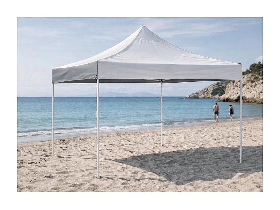 Carpa Plegable 2x2 Eco - Blanco - Impermeable - Cenador ideal para Jardín, Playa, Terrazas - Disponible en varios colores